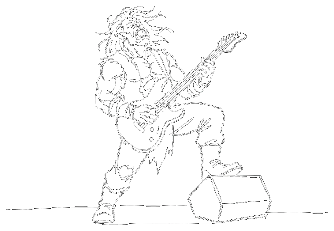 Sketch of an orc shredding an electric guitar
