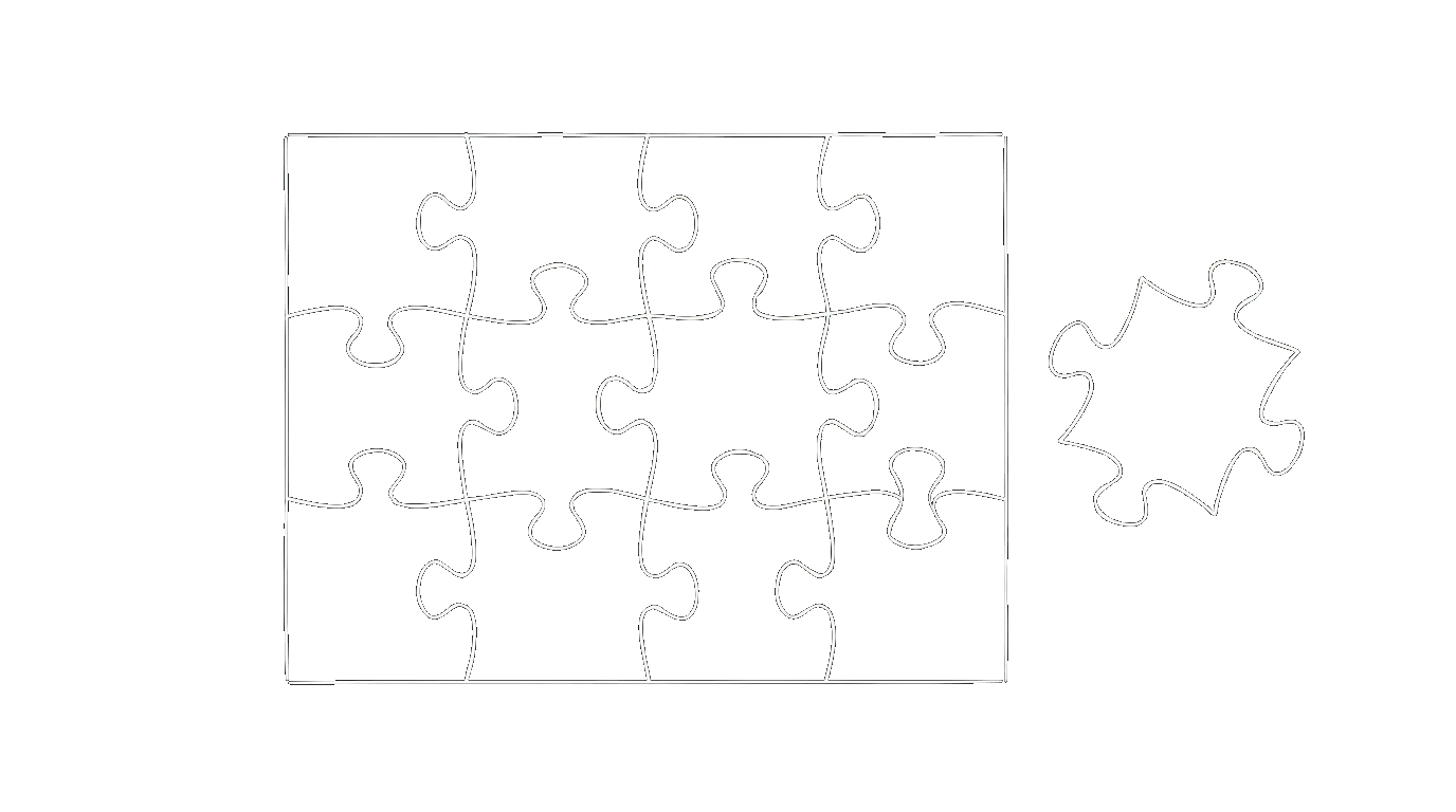 A puzzle with one piece missing, floating nearby