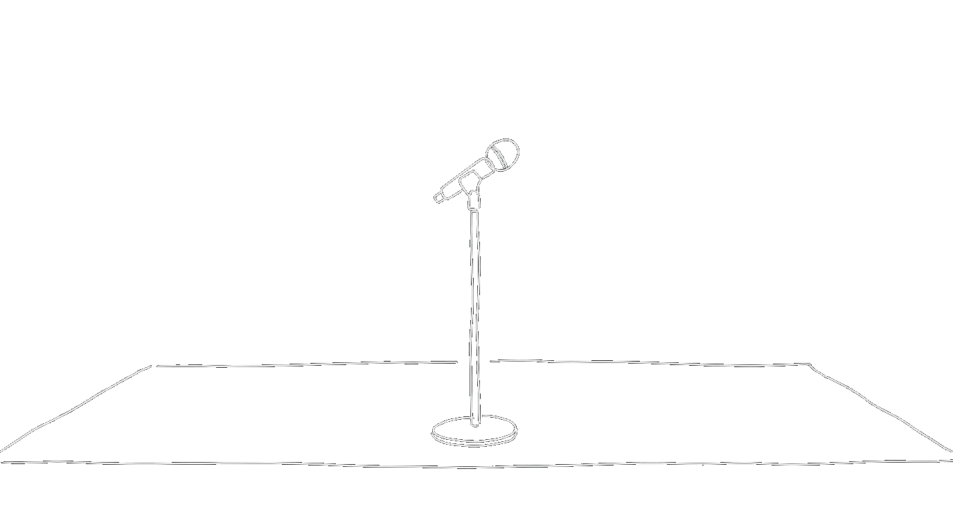 An empty stage with a single microphone stand