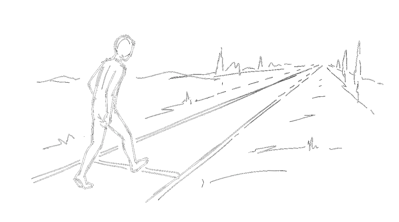 A person stepping onto a path stretching into the distance