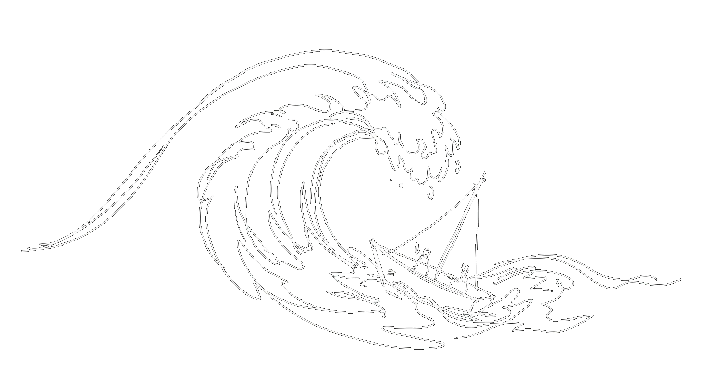 A wave overwhelming a small boat