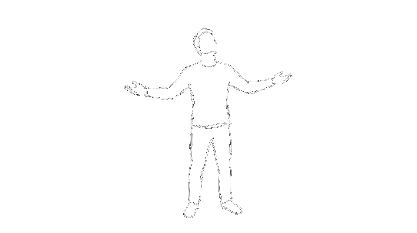 A person standing with arms wide open in a posture of openness