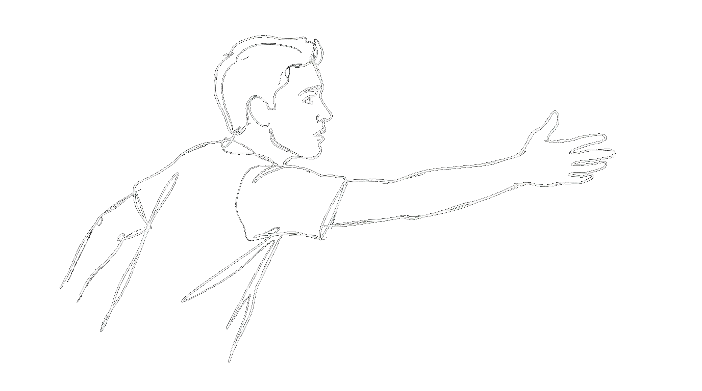 A person reaching out with an open hand
