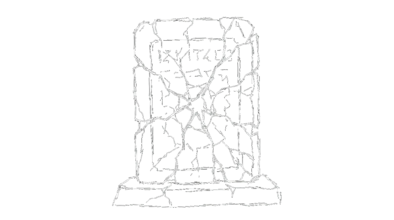 A cracked stone tablet