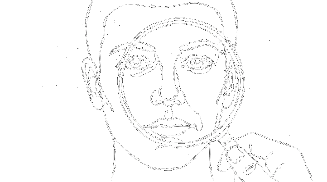 A face seen through a distorting lens