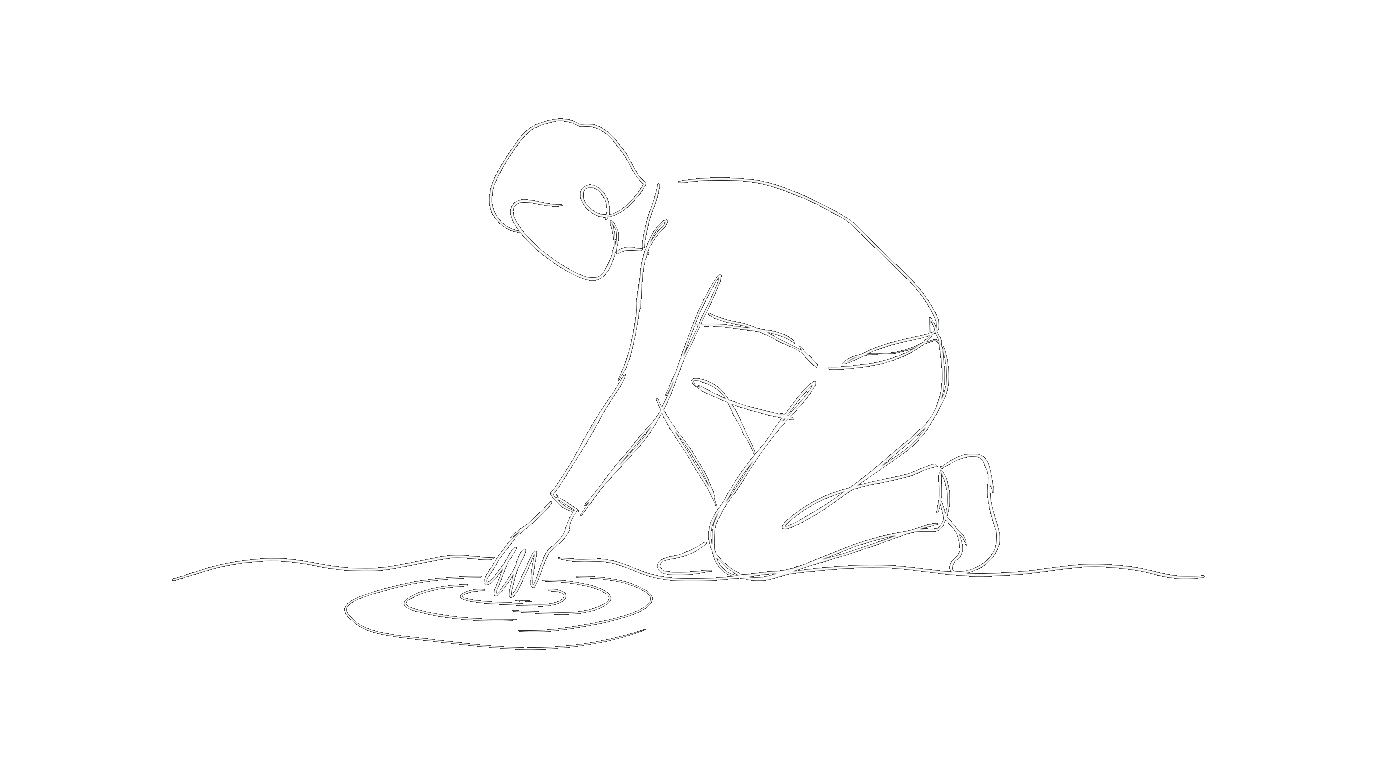 A person skimming the surface of water with their fingertips