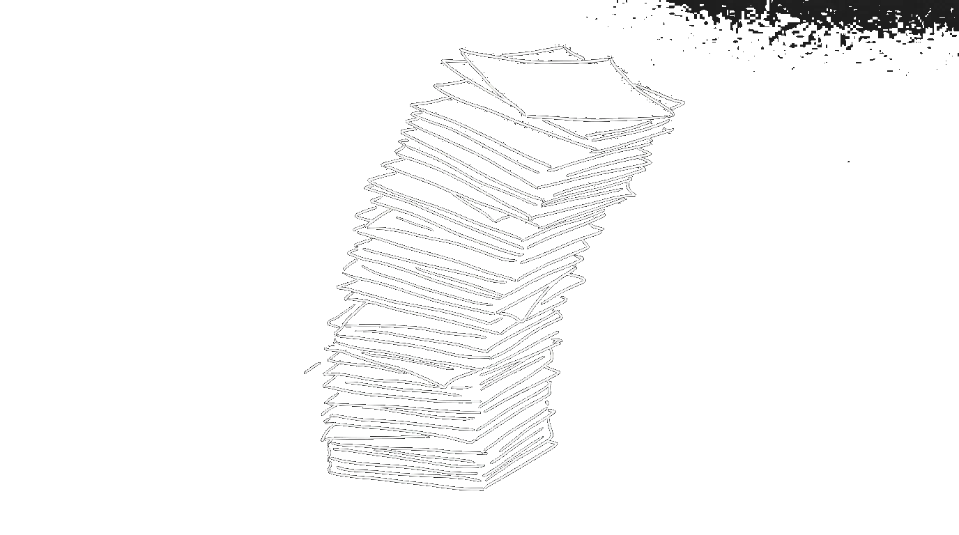 A towering stack of papers about to topple